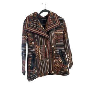 Boho‎ Tapestry Patchwork Jacket Folk Art Aztec Western Coat Indie Eclectic Layer